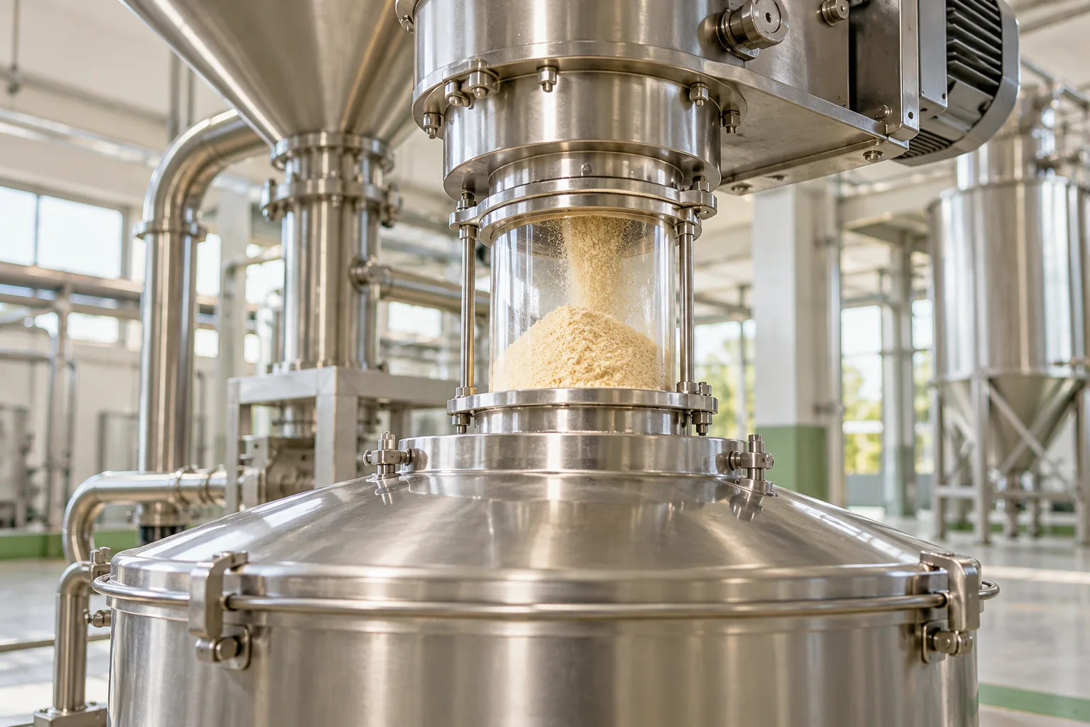 Illustration of bulk dehydrated powder manufacturing