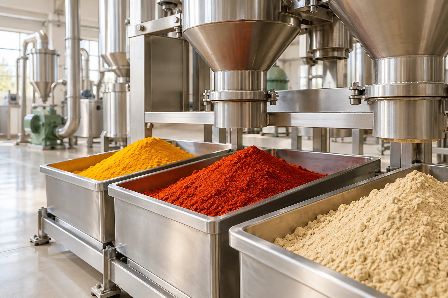 Illustration of spice powder processing