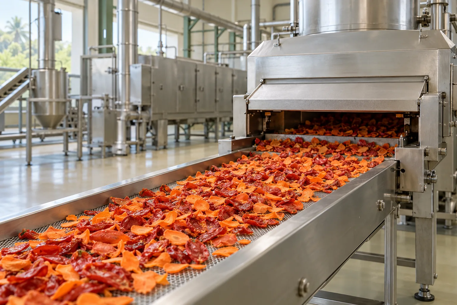 Illustration of vegetable dehydration processing